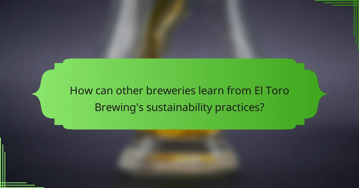 How can other breweries learn from El Toro Brewing's sustainability practices?