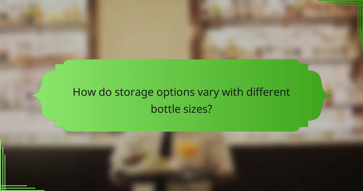How do storage options vary with different bottle sizes?