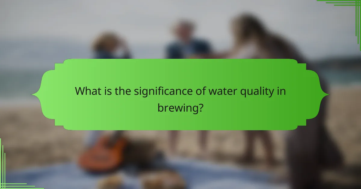 What is the significance of water quality in brewing?