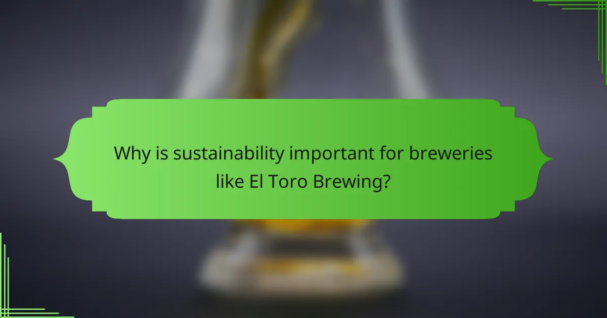 Why is sustainability important for breweries like El Toro Brewing?
